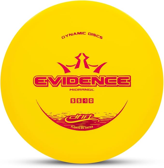 Dynamic Discs Drift Evidence Disc Golf Midrange | Understable Midrange Disc Golf for Beginners | Lightweight, Floats in Water | Grippy Base Plastic | 120-130g (Yellow)