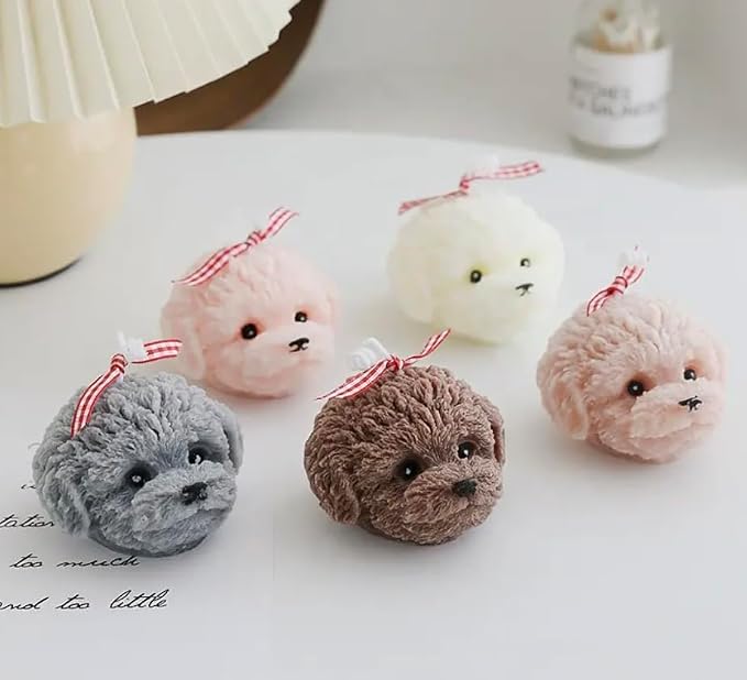 Cute Animal Shaped Scented Candle | Dog Candle | Natural Soy Wax Aromatherapy Candle | Home Decor | Birthday Gift for Dog Lover (White)