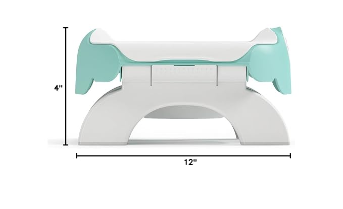 OKBABY On The Spot 3 in 1 Travel Potty Seat - Compact & Lightweight Design - Features Non-Slip Rubber Base - Removable Inner Bowl - Toilet Training Seat for Toddlers & Children, Turquoise