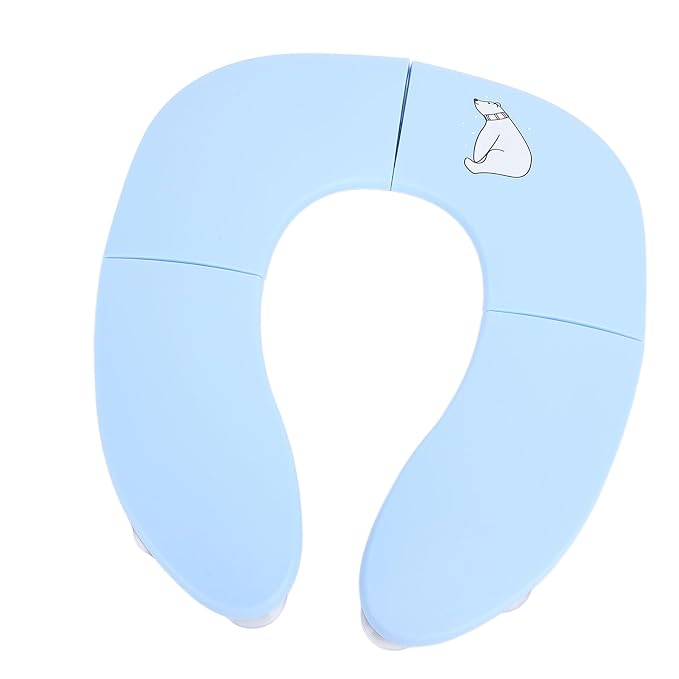 Foldable Travel Potty Seat for Toddler Portable Slip Suction Cup Toilet Training Baby Folding Potty Seat (Blue)
