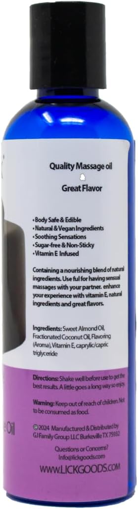 Lick Chocolate Cake Flavored Massage Oil – Decadent Bakery-Inspired Edible Massage Oil with Vitamin E, Rich Smooth Glide for Couples Massage Nights, 4 oz