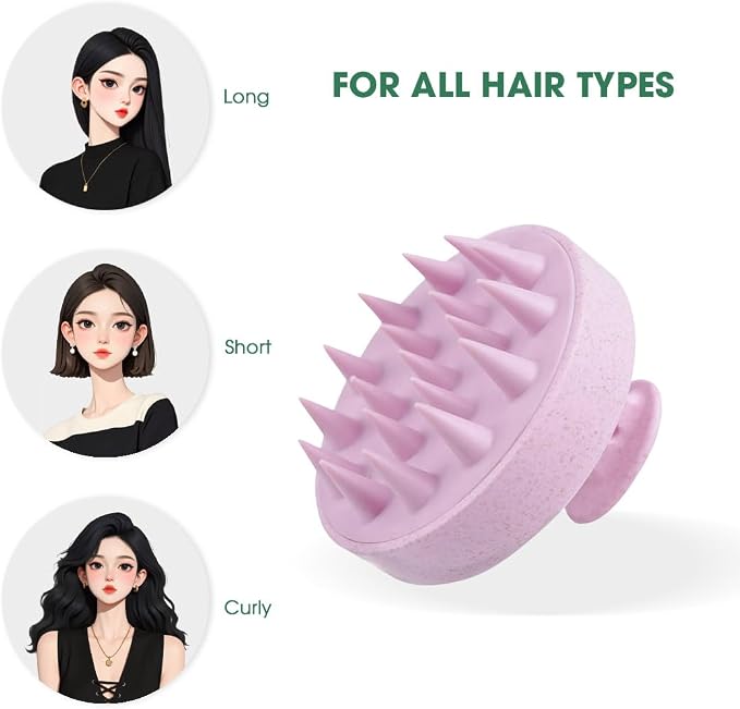 Scalp Massager Brush for Hair Growth – Silicone Scalp Scrubber & Scalp Exfoliator – Manual Scalp Massager Brush for Wet or Dry Use – Hair Massager Scalp Shampoo Brush Tool (Pink)