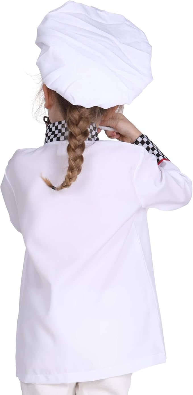 Kids Chef Costume Boys Role Play Costume Pretend Play Chef Costume for Boys and Girls 3-8T