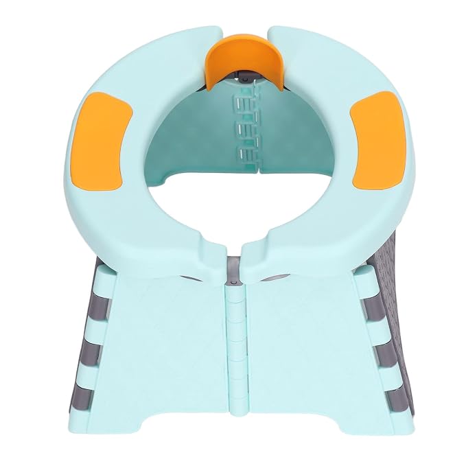 Foldable Toddler Toilet Portable Potty Training Seat with Bag Portable Car Baby Potty Chair for Indoor and Outdoor Travel Camping(Blue Hard Pad)