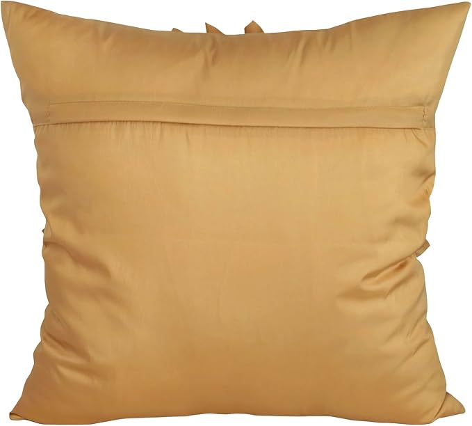 Gold Accent 3D Flower Decorative Throw Pillow Covers for Bed Sofa Couch | Bella's Giftshop Handmade Sunflower Taffeta Pillow Cases Living Room Bedroom Decor, 18x18 Inch