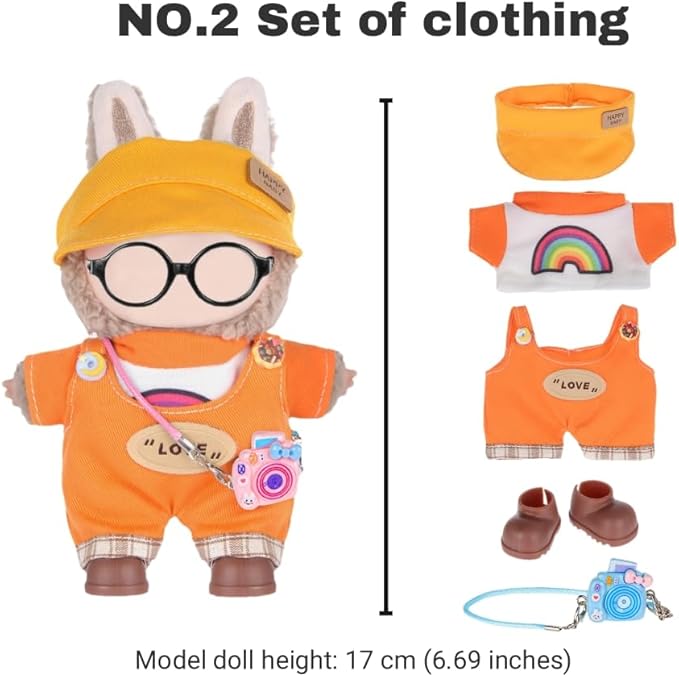 iBayda Total 3 Sets Doll Clothes Outfits & Accessories Playset for 17cm Dolls Include:3 Hats, 3 Bags, 3 Tops, 2 Rompers, 1 Coat, 1 Pants, 3 Shoes (Doll and Glasses are Not Icluded)