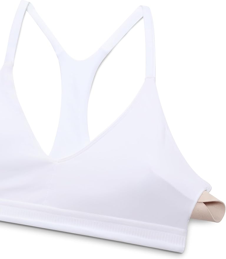 CRZ YOGA Butterluxe Low Coverage V Neck Sports Bras for Women - Spaghetti Straps Racerback Padded Yoga Top