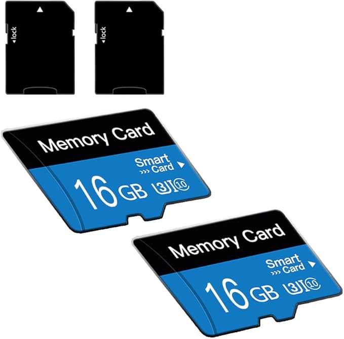 2 Pack 16 GB Micro Memory Card with Adapter, TF Memory Card Class 10, Mini Memory Card for Camera/Smartphone/Tablet/Drone (Blue 16GB*2)