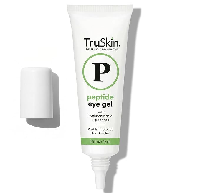 TruSkin Peptide Eye Cream Gel for Dark Circles & Fine Lines - Lightweight Under Eye Gel with Peptides & Hyaluronic Acid - Hydrating & Smoothing Eye Care for Tired-Looking Eyes, 0.5 Fl Oz