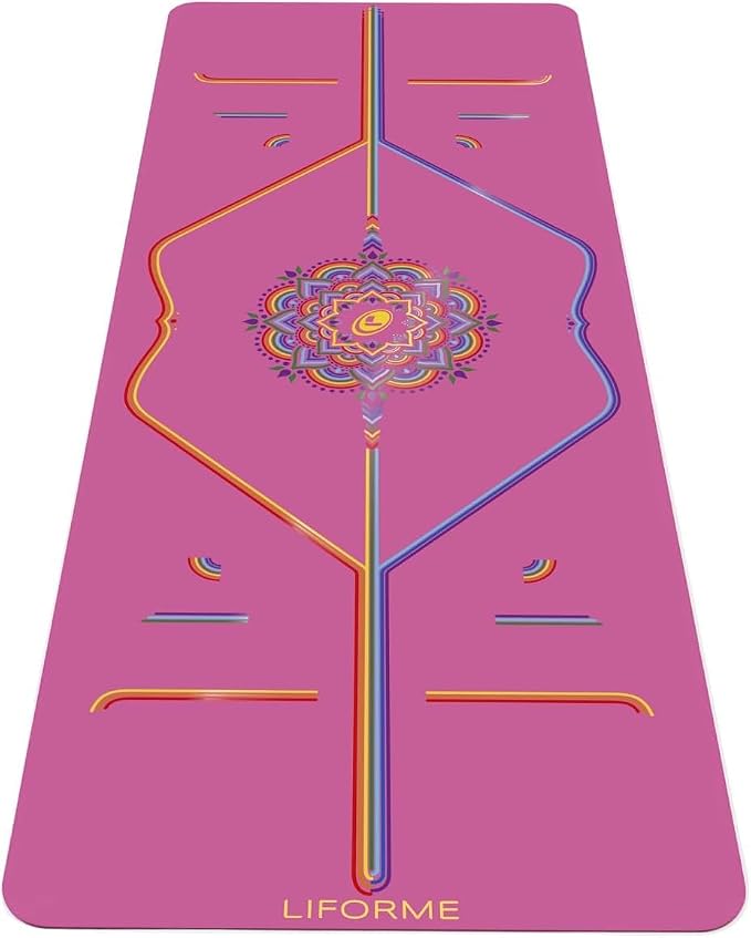 Liforme Travel Yoga mat – Patented Alignment System, Warrior-Like Grip, Non-Slip, Eco-Friendly, Ultra-Lightweight and Sweat Resistant, Made with Natural Rubber