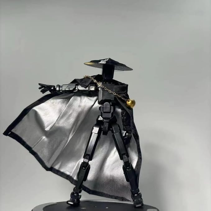 Assembly Completed T13 Action Figures,T 13 Action Figure, Robo 13 3D Printed Action Figure - The Ultimate Hero for Action-Packed Playtime,5.2 Inch (Swordsman-Black)