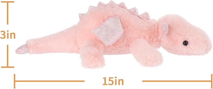 Apricot Lamb Toys Plush Pink Lying Dragon Dinosaur Stuffed Animal Soft Cuddly Perfect for Child (Pink Dragon,15 Inches)