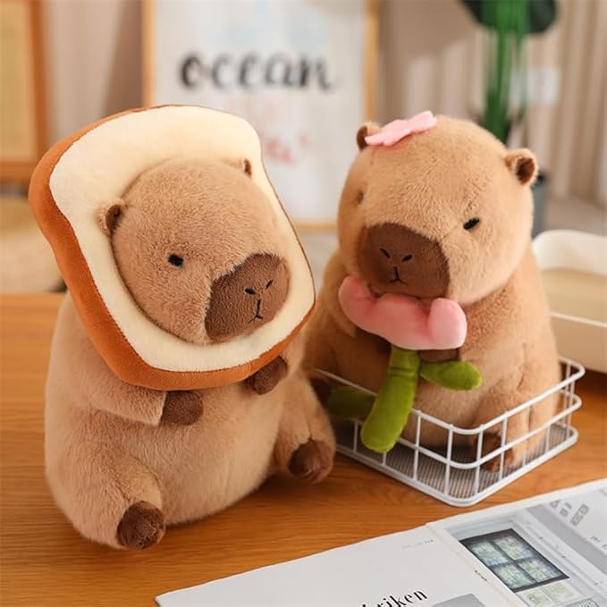 Cute Capybar Plush Doll, Flower capybar Stuffed Aniamls Toys,Capybar Plush Doll Pillow Children's Gift (15.8 Inches).