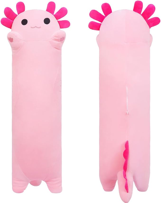 Axolotl Plush, 19.6” Long Axolotl Body Pillow for Kids, Cute Axolotl Stuffed Animals for Girls, Soft Plushies Toy Gifts for Birthday Pink