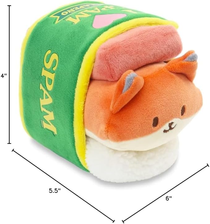 Anirollz Stuffed Animal Plush Toy - Official SPAM Musubi Blanket Outfitz Doll | Soft, Squishy, Warm, Cute, Comfort, Safe| Pillow with Fox - Birthday Decorations Graduation Gift 6" Foxiroll
