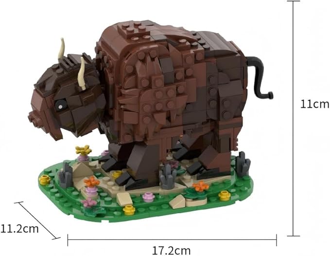 Kadablok MOC Building Sets, American Bison Building Blocks Set for Adults, MOC Bison Animal Building Kit Model Ornaments Creative Gifts,Yellowstone Inspired Bison Collectible Display, 384 PCS