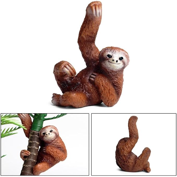 Sloth Figure Sloth Figurine Sloth Model Sloth on Tree Figurine Realistic Animal Figurines Desktop Decor, Set of 2