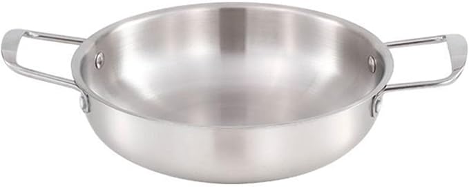 Korean Ramen Cooking Pot with Handle, Stainless Steel Everyday Pan, Stainless Steel Fast Heating Convenient Noodle Pot for Soup, Small Hot Pot 18cm/7.1in (Original Color) (Silver)