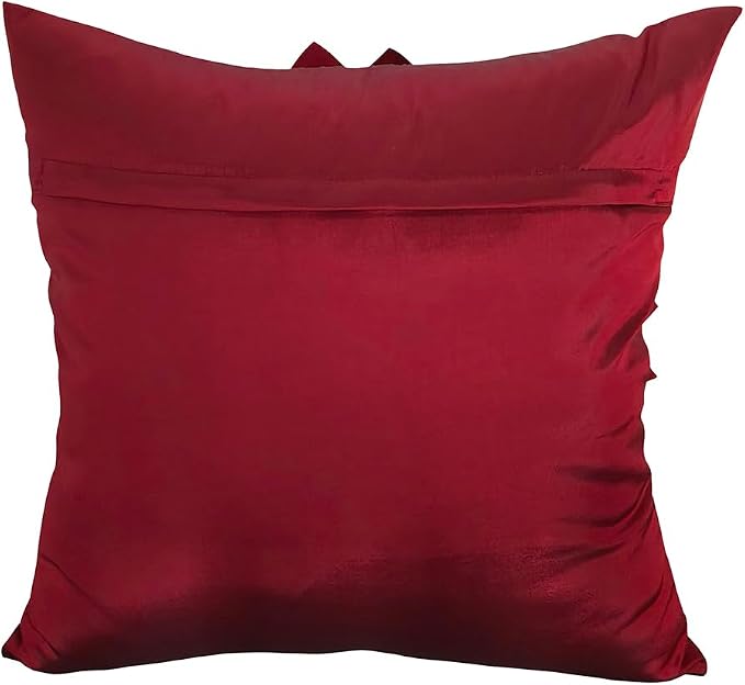 Burgundy Accent 3D Flower Decorative Throw Pillow Covers for Bed Sofa Couch | Bella's Giftshop Handmade Sunflower Taffeta Pillow Cases Living Room Bedroom Decor, 18x18 Inch