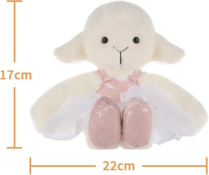 Apricot Lamb Ballet Lamb Plush Stuffed Animals for Kids, Soft Cute Sheep Plush Toys for Baby Girl and Boy, Fluffy Ballet Lamb White 6.7 Inches