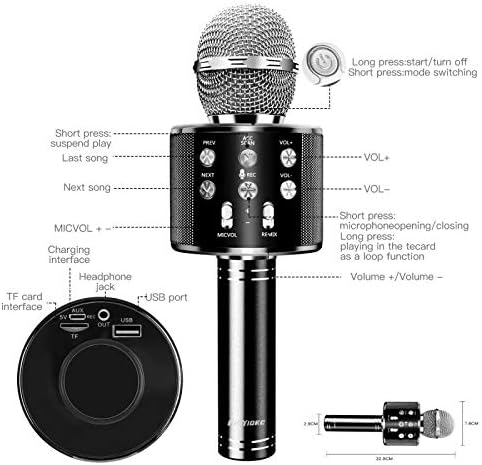 Microphone for Kids, Voice Changing Karaoke Micorphones Boys Girls Gifts for Kids Party Singing Microphone, White Elephant Gift for Adults