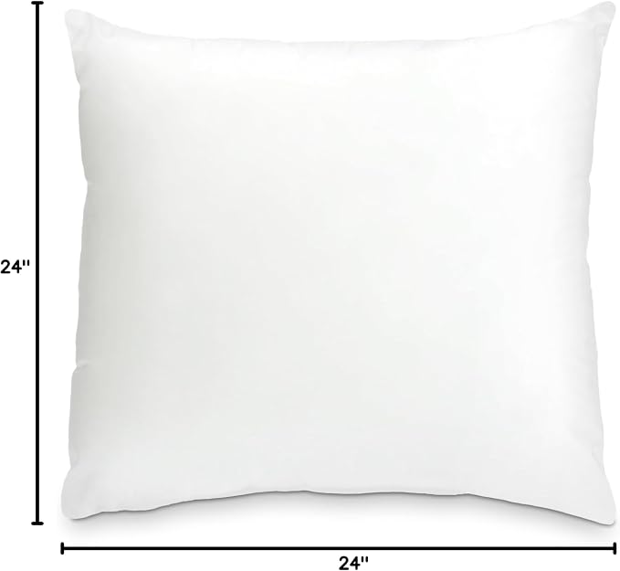 Foamily 24x24 Throw Pillow Insert, White Pillows for Couch, Sofa & Bed | Soft down-alternative fill, hypoallergenic, holds its shape. Fits 24x24 covers. Couch, sofa, bed, nursery decor.