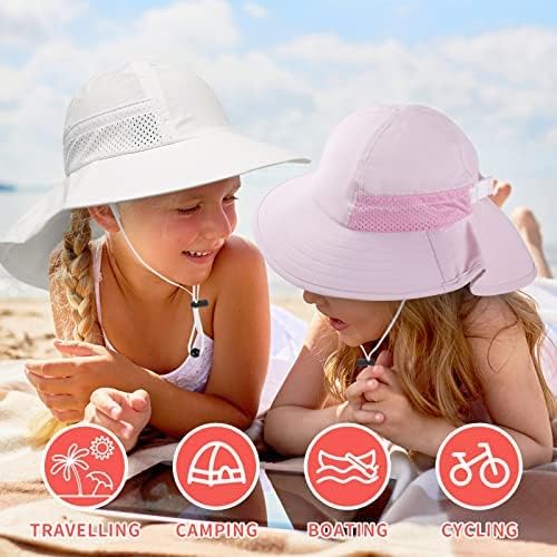 Toddler Baby Sun Hat Kids Summer Beach Essentials Adjustable Beach Hats with Bucket Wide Brim for Boys Girls Age 0-14 Years