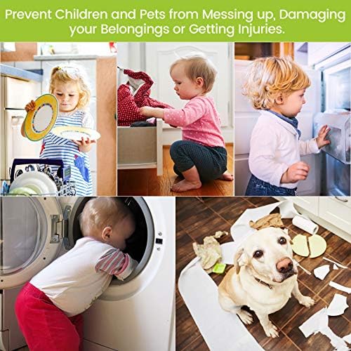 Jetec 10 Pack Baby Cabinet Locks, No Adhesive No Drill Child Safety Locks for Cabinets with Knobs or Handles, Adjustable U-Shaped Child Proof Latches for Cupboards, Fridge, Closet, Pets(White)