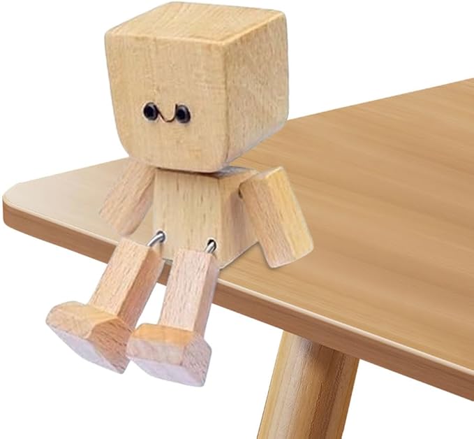 Charming Little Wooden Figure That Sways with 12PCS Expressions, Handmade Shaking Feet Wooden Car Dashboard Decorations or Dashboard, Office, Gifts-2pcs
