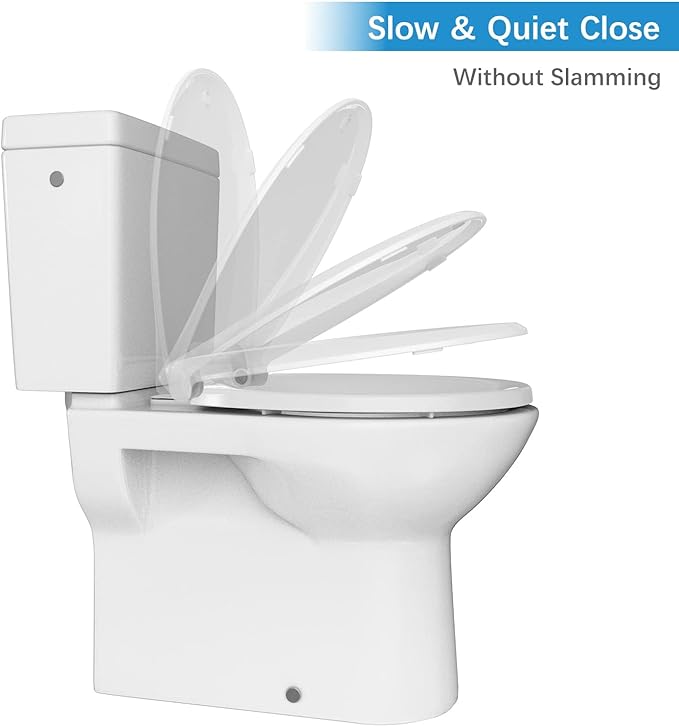 2-Pack White Round Toilet Seats with Built-In Potty Training, Adult and Child Design with Soft Quiet Close, Non-Slip Features, and Magnetic Kids Seat, Easy Installation for Round/Oval Toilets