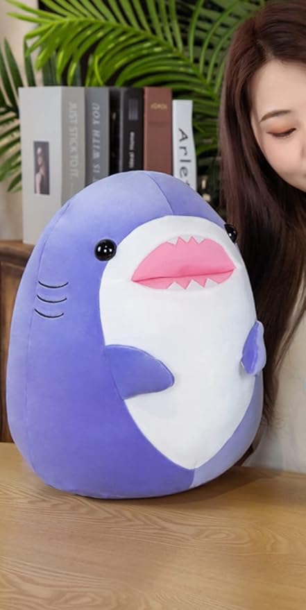17 Inch Soft Purple Shark Plush Hugging Pillow - Cute Shark Stuffed Animal Plushie for Kids, Perfect for Birthdays, Valentine's, Christmas or Daily Use