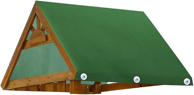 Swing Set Canopy Replacement Cover, 43" x 90" (109 x 228 cm) 600D Oxford Cloth with PVC Coating, Outdoor Shade Roof Tarp for Wooden Backyard Structures, Includes 6 Screws (Dark Green)