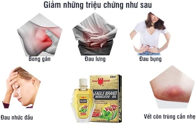 2 Packs - Yellow Essential Oil - 2 Chai Dau Vang Con O - 24 ml per Bottle with 2 Bottles per Order