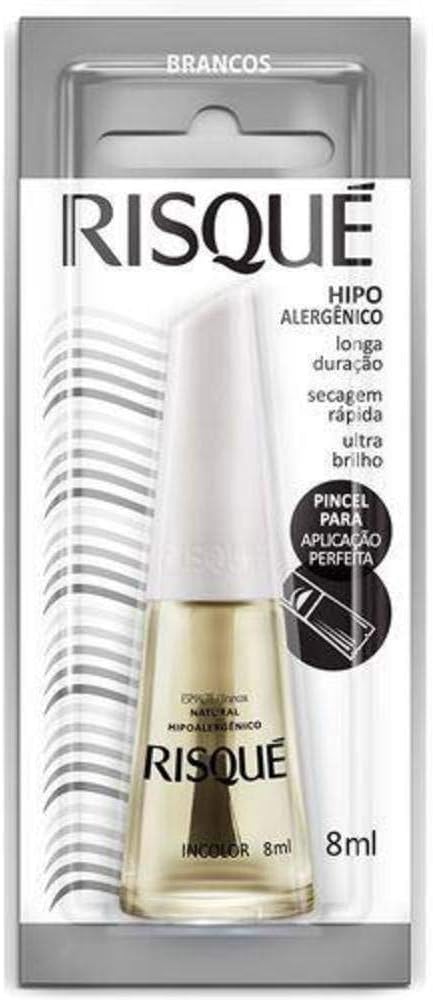 Nail Polish Risque Colorless | Antiallergic Esmalte de Unhas | Fast Dry, Hypoallergenic, Long-Lasting, Extra Sparkle, Made in Brazil | Incolor, 0.3 oz, 8ml