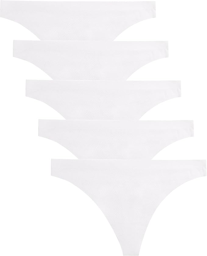 voenxe Seamless Women Underwear Thongs,No Show Ladies Thong,No Line Workout Breathable Comfortable Panties,Soft Undies,5-Pack