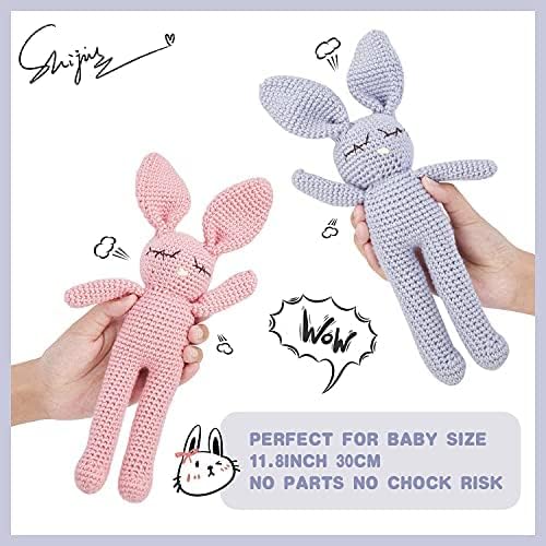 Moni's Choice Stuffed Plush Baby Crochet Bunny Rabbit Easter Gifts Handmade Stuffed Animal Hand-Knit Doll Granddaughter Grandson Lovey Sleep Toy Newborn (Cream)
