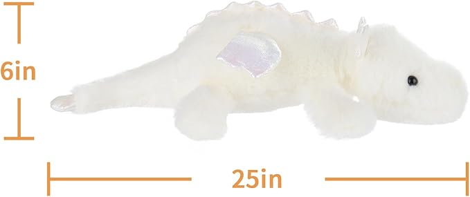Apricot Lamb Lying Dragon Plush Stuffed Animals for Kids, Soft Cute Plush Toys for Baby Girl and Boy, Large Fluffy Lying Dragon White