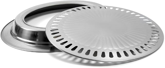BBQ Plate,korean Style Stovetop,Smokeless Indoor Stainless Steel Non-stick Roasting Round Barbecue Grill Pan For Indoor Outdoor Camping BBQ, Cooking Delicious Roasting Food