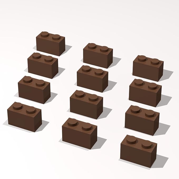 Classic Building Brick Bulk, 1x2 260 Piece, Compatible with Lego Parts and Pieces: (Color:Brown)