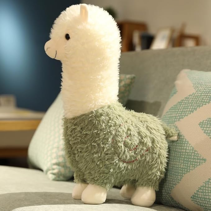 Llama Stuffed Animals Soft Plush Cute Llama Doll for Boys Girls 9.8in 2Pieces (yantuo Fen lv se)