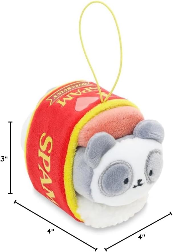 Anirollz Stuffed Animal Plush Keychain - Official SPAM Musubi Plush Toy |Soft, Squishy, Warm, Cute, Comfort, Safe| Pillow with Panda - Birthday Deco Graduation Gift 4" Pandaroll