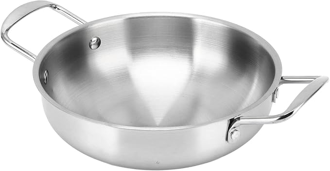 Rengue Stainless Steel Korean Ramen Pot, Heating Cookware with Flat Bottom for Soup and Noodles, Lightweight Portable and Multipurpose Kitchen Tool Stainless Steel Korean Ramen Pot, (26cm)