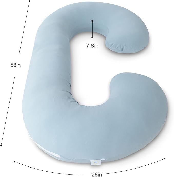 INSEN Pregnancy Pillows for Sleeping, Maternity Pillow with Cooling Cotton Cover, C Shaped for Pregnant Side Sleeping,Green