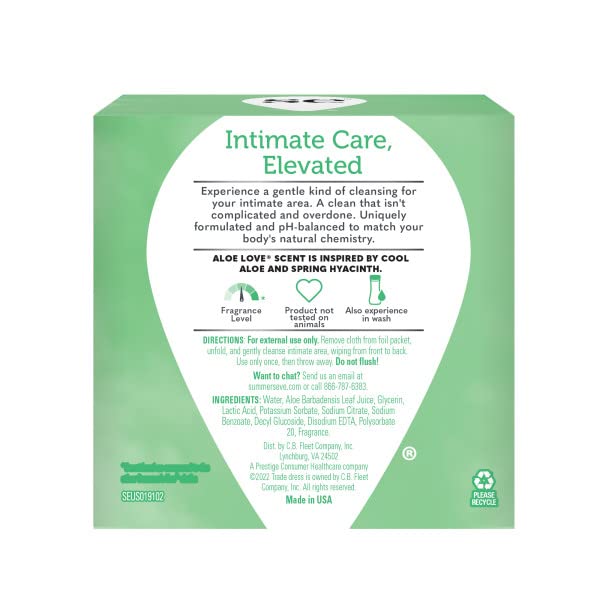 Summer's Eve Aloe Love Gentle Daily Feminine Wipes 16 Count, (Pack of 2)