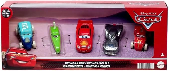 Mattel Cars 3 Salt Fever Revo Kos, Nile Speedcone, Road Trip Lightning McQueen, Datz Jammin and Royce Revsley Diecast Car 5-Pack