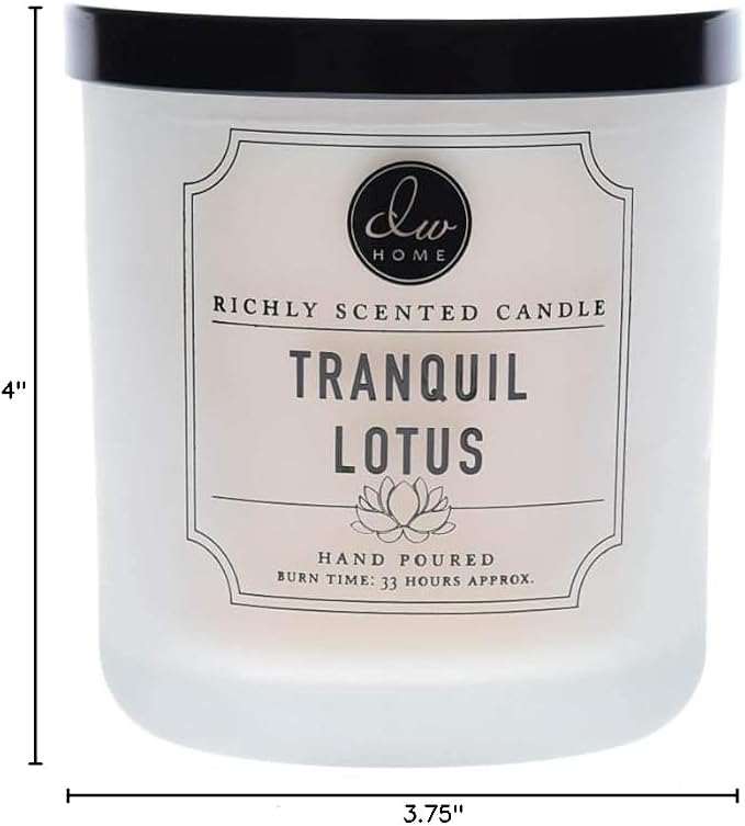 DW Home Tranquil Lotus Candle for Home, 9 oz, 8.8 oz Candle Jar, Up to 33H Burn Time, Luxury Scented Candle for Relaxation, Gifting, Home Decor