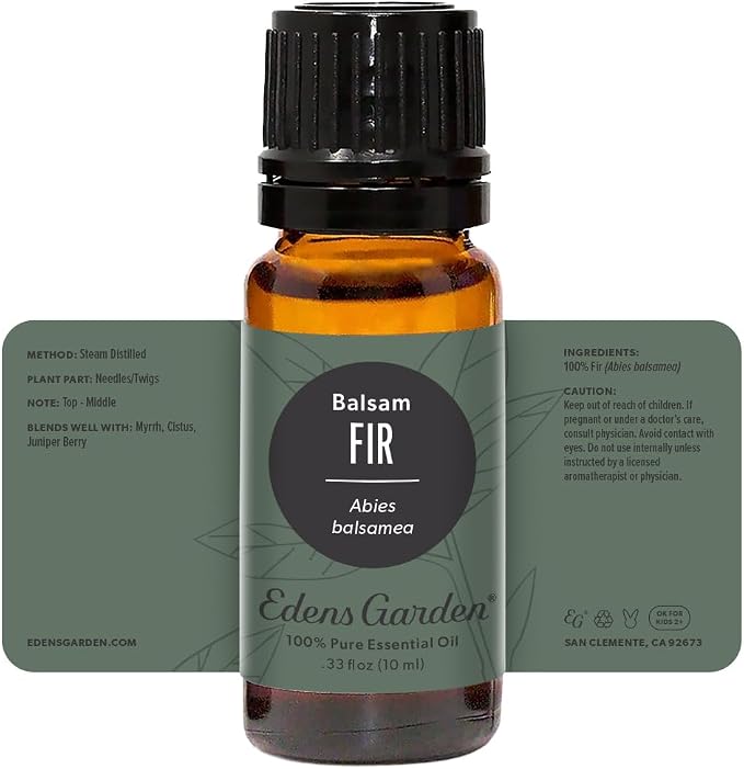Edens Garden Fir- Balsam Essential Oil- 100% Pure Premium Grade, Undiluted, Natural, Therapeutic, Aromatherapy, The Best for Diffuser, Candle, Humidifiers, Kid Safe 10 ml (.33 fl oz)