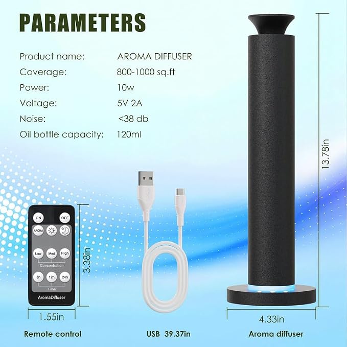 Waterless Scent Diffuser Machine with 4 Lights and Breathing Lights Modes Max Coverage 2500 sq.ft. Essential Oil Diffusers Fragrance Large Room Rechargeable App Remote Control Orange