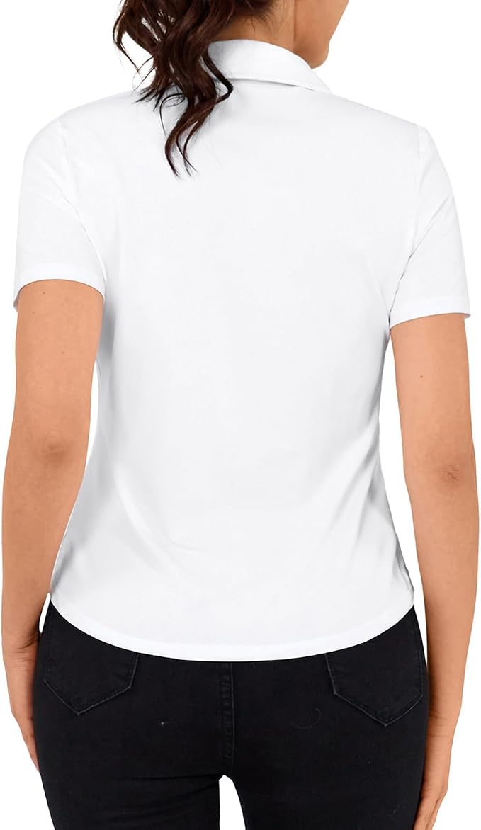 JACK SMITH Women's Golf Polo Shirt V Neck Short Sleeve Tennis Shirt Sun Protection Moisture Wicking Athletic Tops