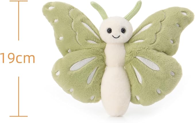 Apricot Lamb Matcha Butterfly Stuffed Animals for Kids, Soft Cute Plush Toys for Baby Girl and Boy, 7.5 Inches